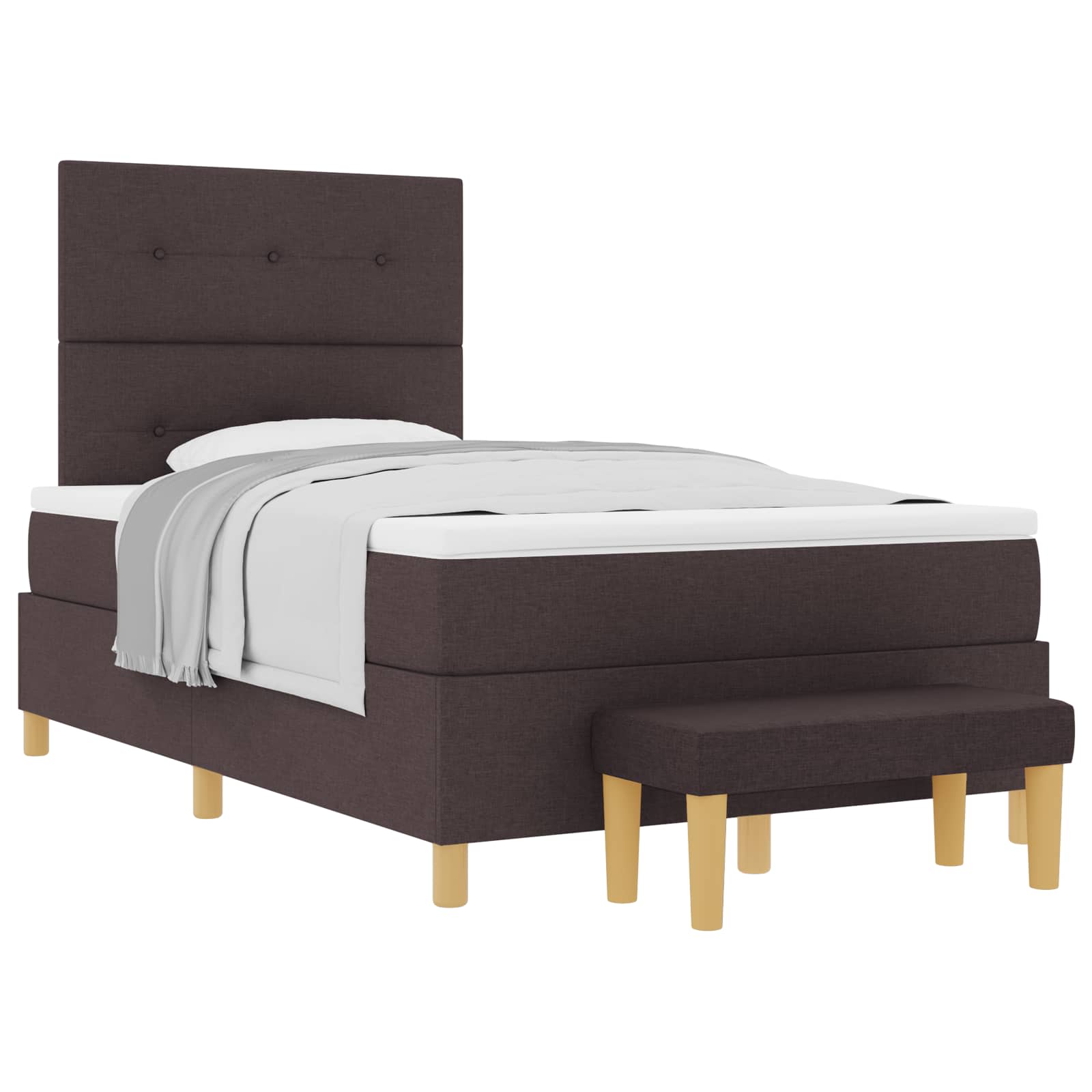 Boxspring bed met hoofdeinde Donkerbruin 190 x 120 cm Stof
