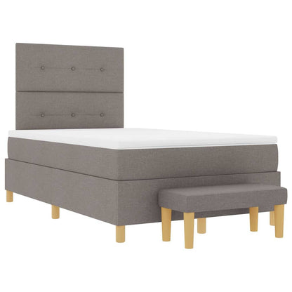 Boxspring Bed Met Matras Met Hoofdeinde Stof Taupe 120 x 190 cm Knopgecontracteerd