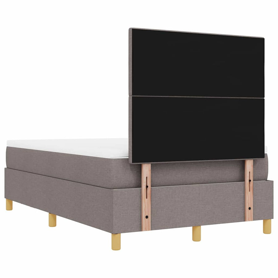 Boxspring Bed Met Matras Met Hoofdeinde Stof Taupe 120 x 190 cm Knopgecontracteerd