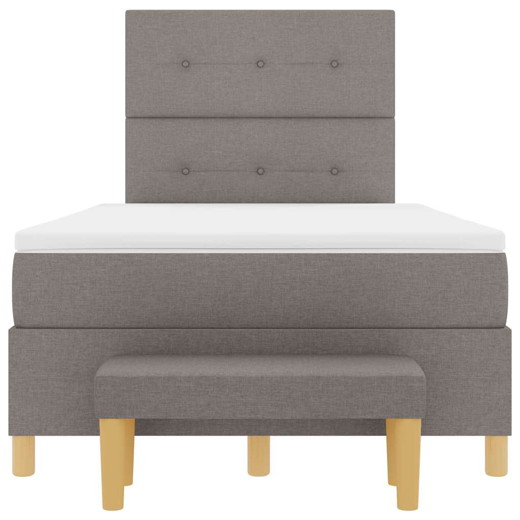 Boxspring Bed Met Matras Met Hoofdeinde Stof Taupe 120 x 190 cm Knopgecontracteerd