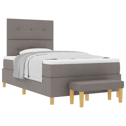 Boxspring Bed Met Matras Met Hoofdeinde Stof Taupe 120 x 190 cm Knopgecontracteerd