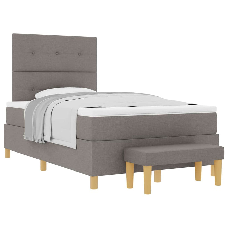 Boxspring Bed Met Matras Met Hoofdeinde Stof Taupe 120 x 190 cm Knopgecontracteerd