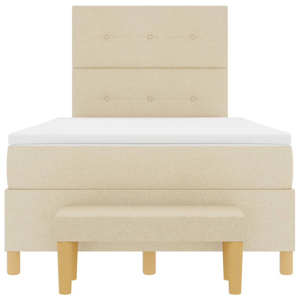 Boxspring Bed Met Matras Met Hoofdeinde Stof Crème 120 x 190 cm Knopgecontracteerd