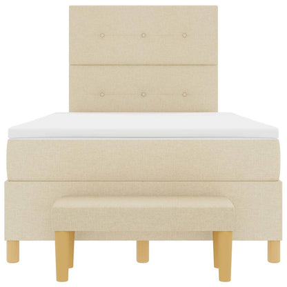 Boxspring Bed Met Matras Met Hoofdeinde Stof Crème 120 x 190 cm Knopgecontracteerd