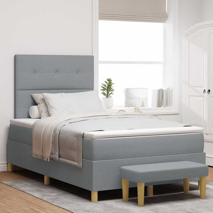 Boxspring bed met hoofdeinde Lichtgrijs 120 x 200 cm Stof