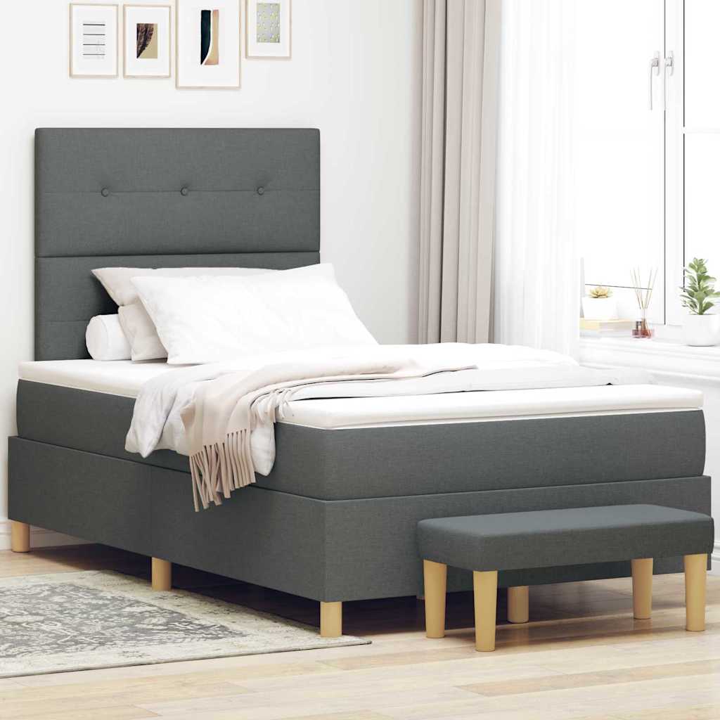 Boxspring bed met hoofdeinde Donkergrijs 200 x 120 cm Stof