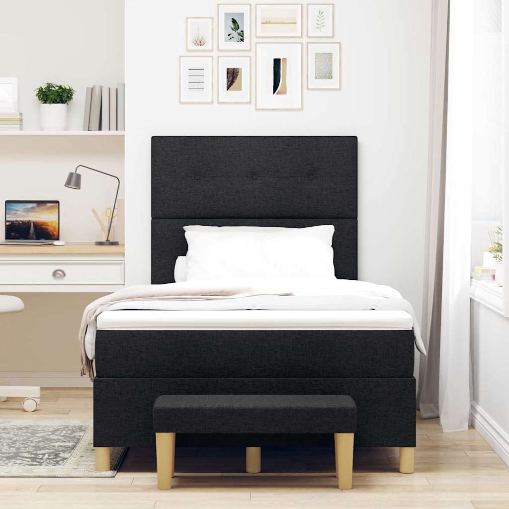 Boxspring bed met hoofdeinde Zwart 200 x 120 cm Stof