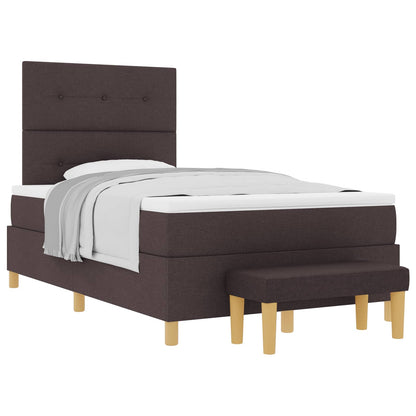 Boxspring bed met hoofdeinde Donkerbruin 200 x 120 cm Stof
