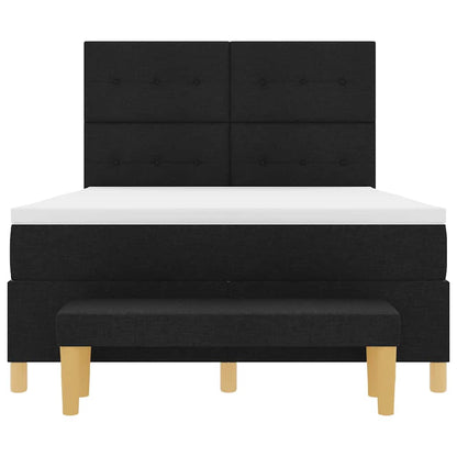 Boxspring bed met matras met hoofdeinde Zwart 140 x 190 cm Stof
