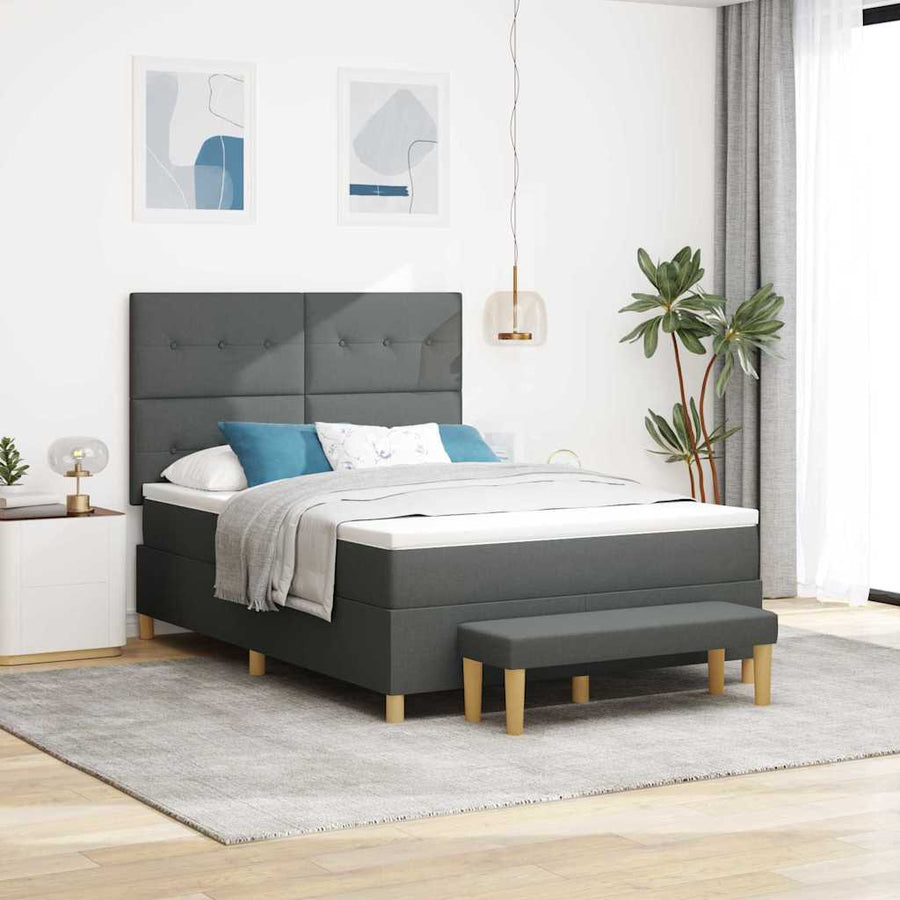 Boxspring bed met matras Donkergrijs 160 x 200 cm Stof