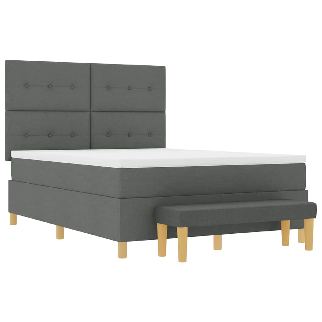 Boxspring bed met matras Donkergrijs 160 x 200 cm Stof