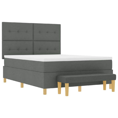 Boxspring bed met matras Donkergrijs 160 x 200 cm Stof