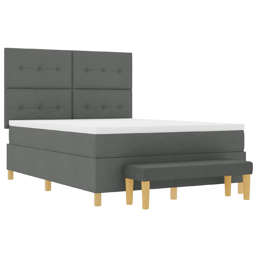 Boxspring bed met matras Donkergrijs 160 x 200 cm Stof