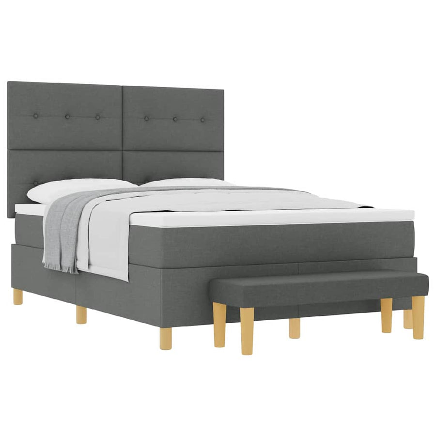 Boxspring bed met matras Donkergrijs 160 x 200 cm Stof