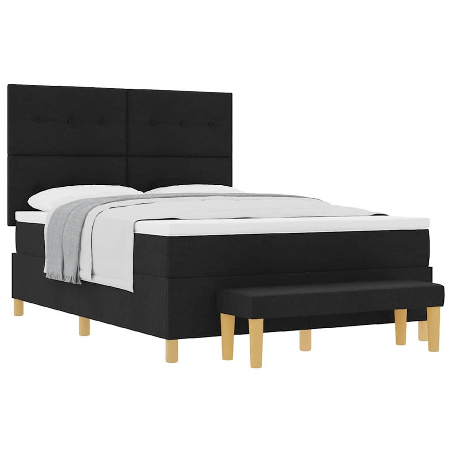 Boxspring bed met matras met hoofdeinde Zwart 160 x 200 cm Stof