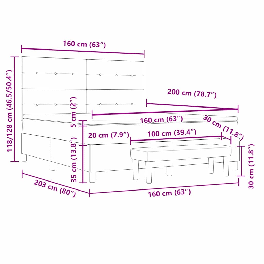 Boxspring bed met matras met hoofdeinde Zwart 160 x 200 cm Stof