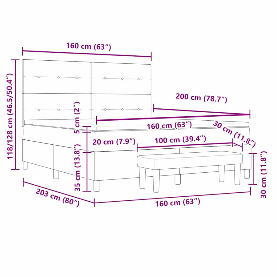 Boxspring bed met matras met hoofdeinde Zwart 160 x 200 cm Stof