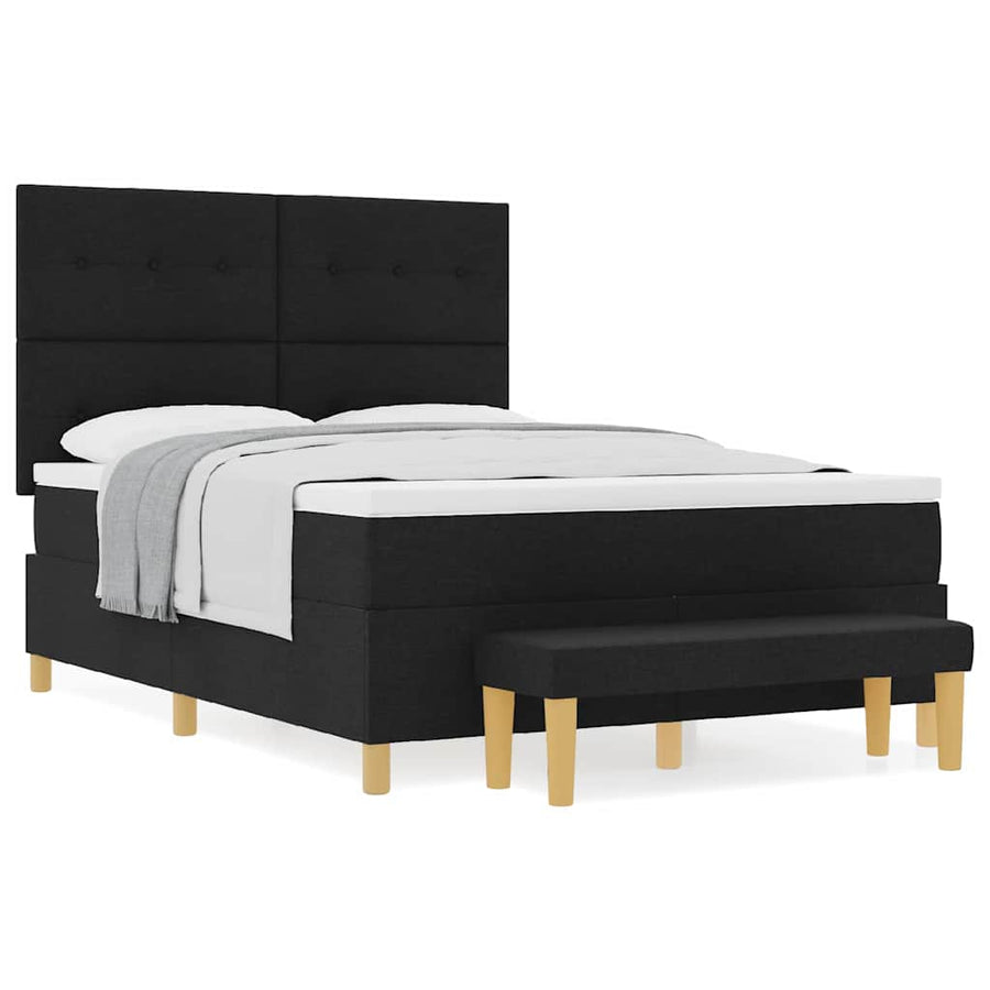 Boxspring bed met matras met hoofdeinde Zwart 160 x 200 cm Stof