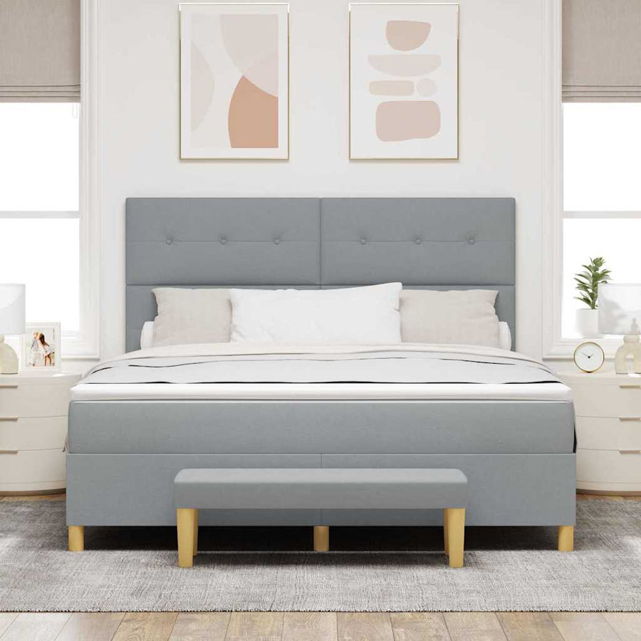 Boxspring bed met matras Lichtgrijs 180 x 200 cm Stof