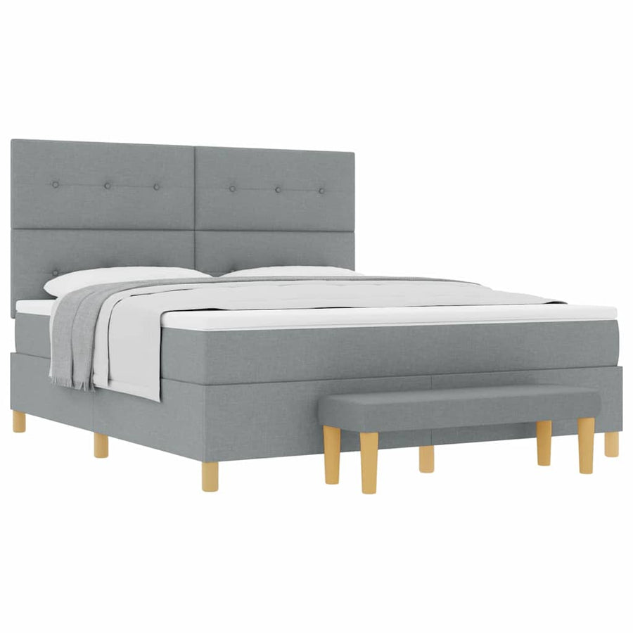 Boxspring bed met matras Lichtgrijs 180 x 200 cm Stof