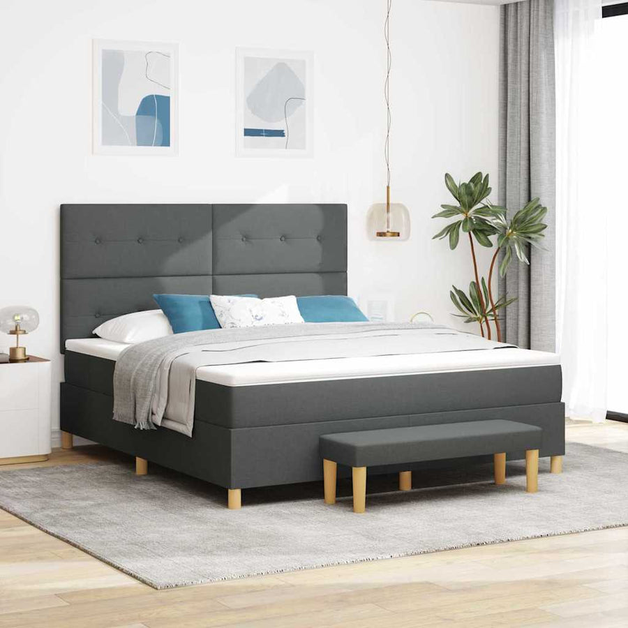 Boxspring bed met hoofdeinde Donkergrijs 200 x 180 cm Stof