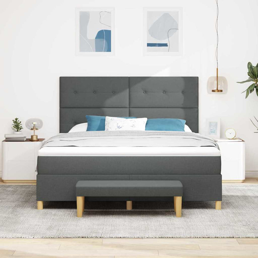Boxspring bed met hoofdeinde Donkergrijs 200 x 180 cm Stof