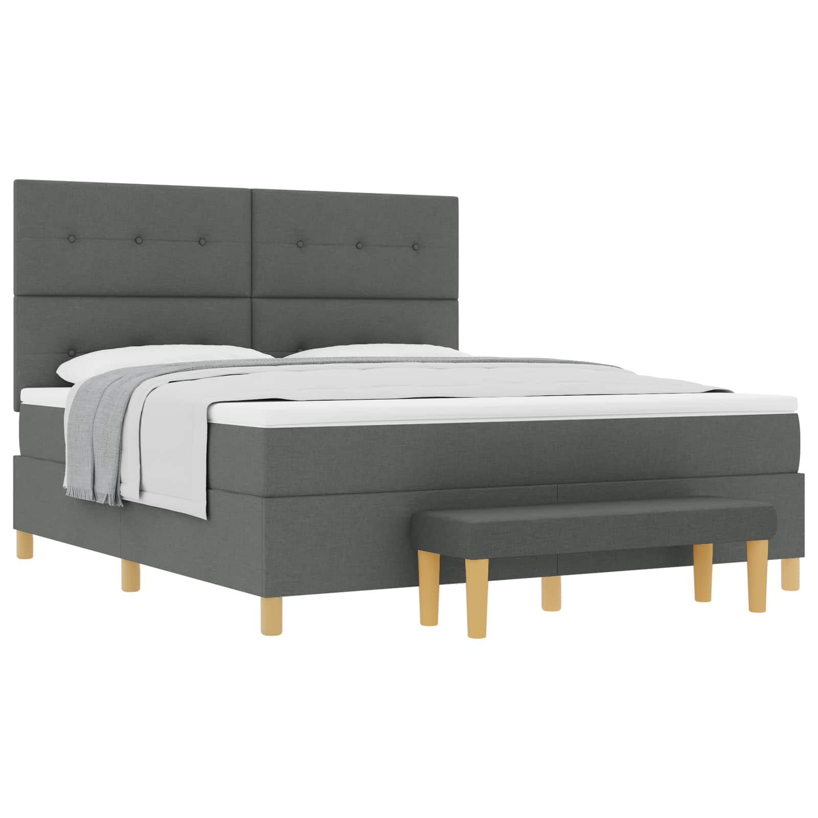 Boxspring bed met hoofdeinde Donkergrijs 200 x 180 cm Stof