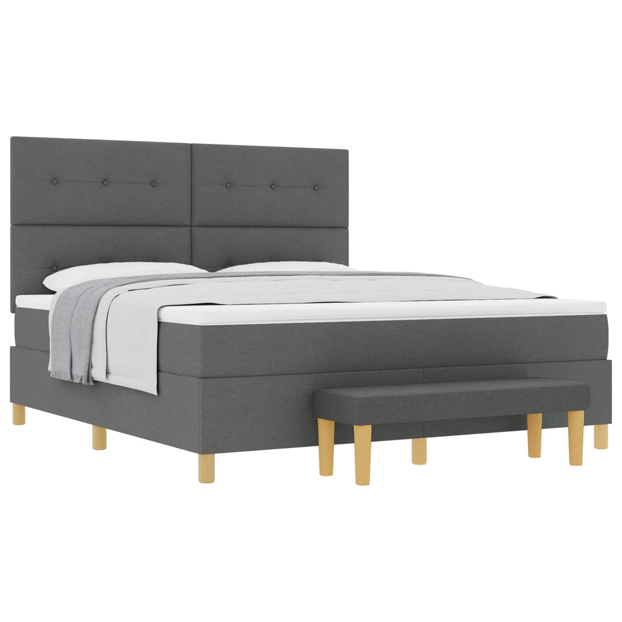 Boxspring bed met hoofdeinde Donkergrijs 200 x 180 cm Stof