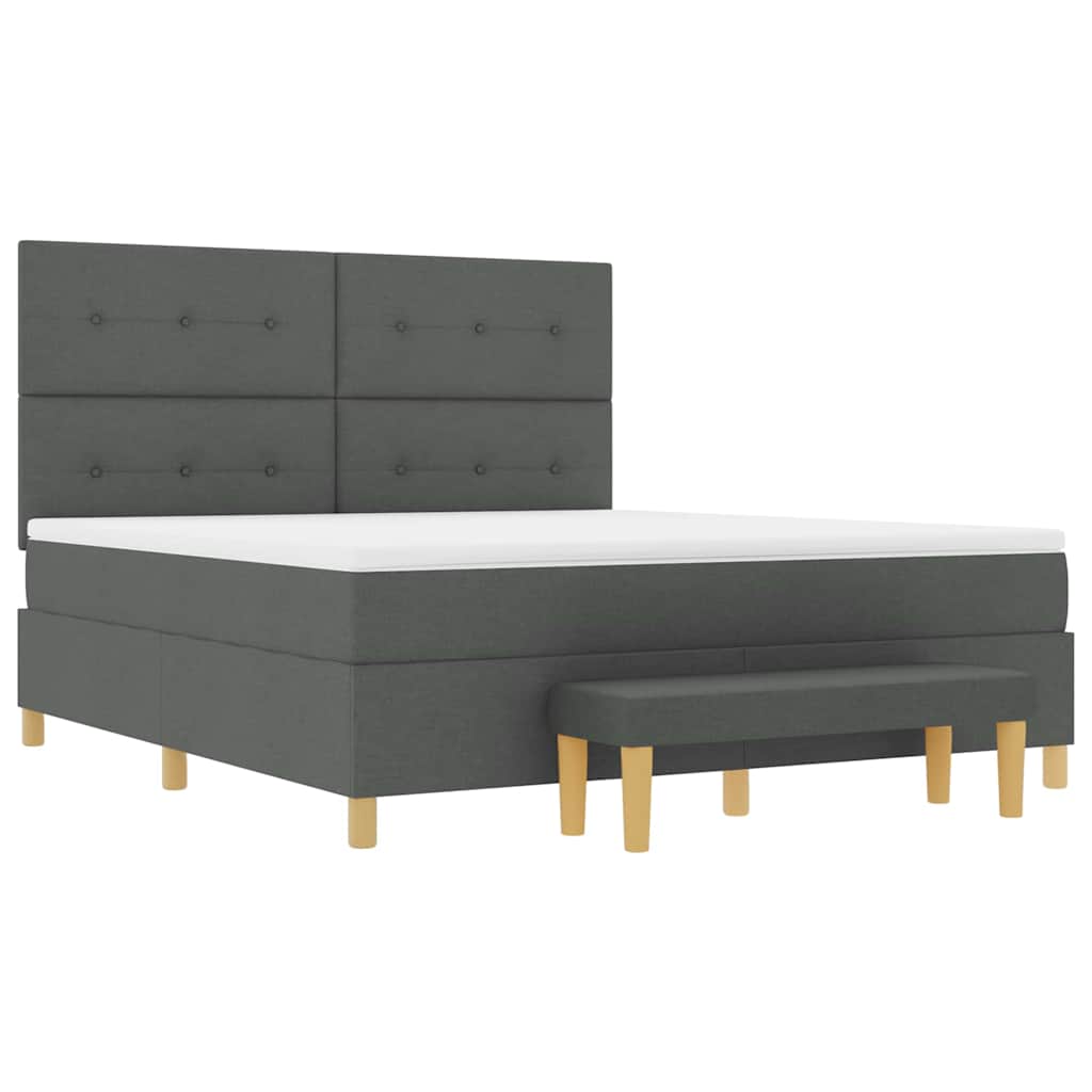Boxspring bed met hoofdeinde Donkergrijs 200 x 180 cm Stof