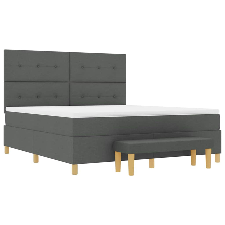 Boxspring bed met hoofdeinde Donkergrijs 200 x 180 cm Stof