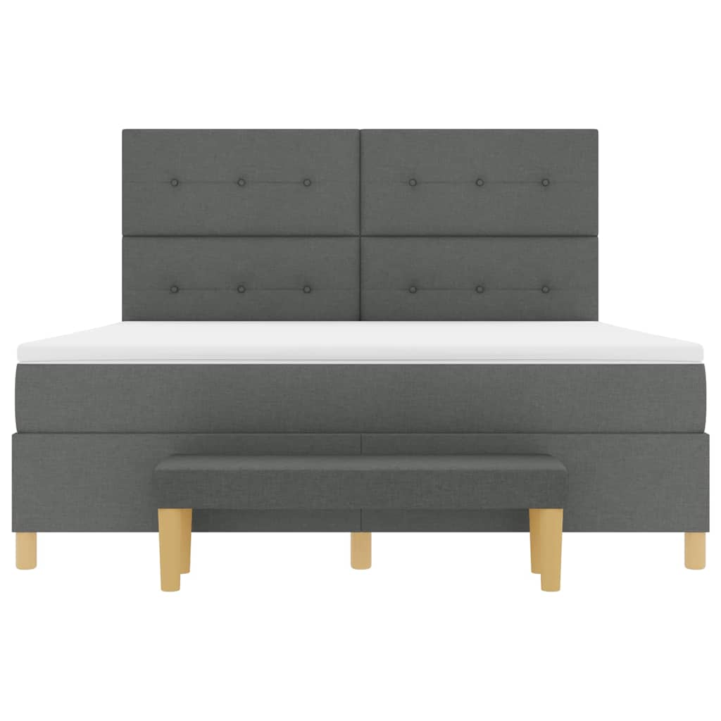 Boxspring bed met hoofdeinde Donkergrijs 200 x 180 cm Stof