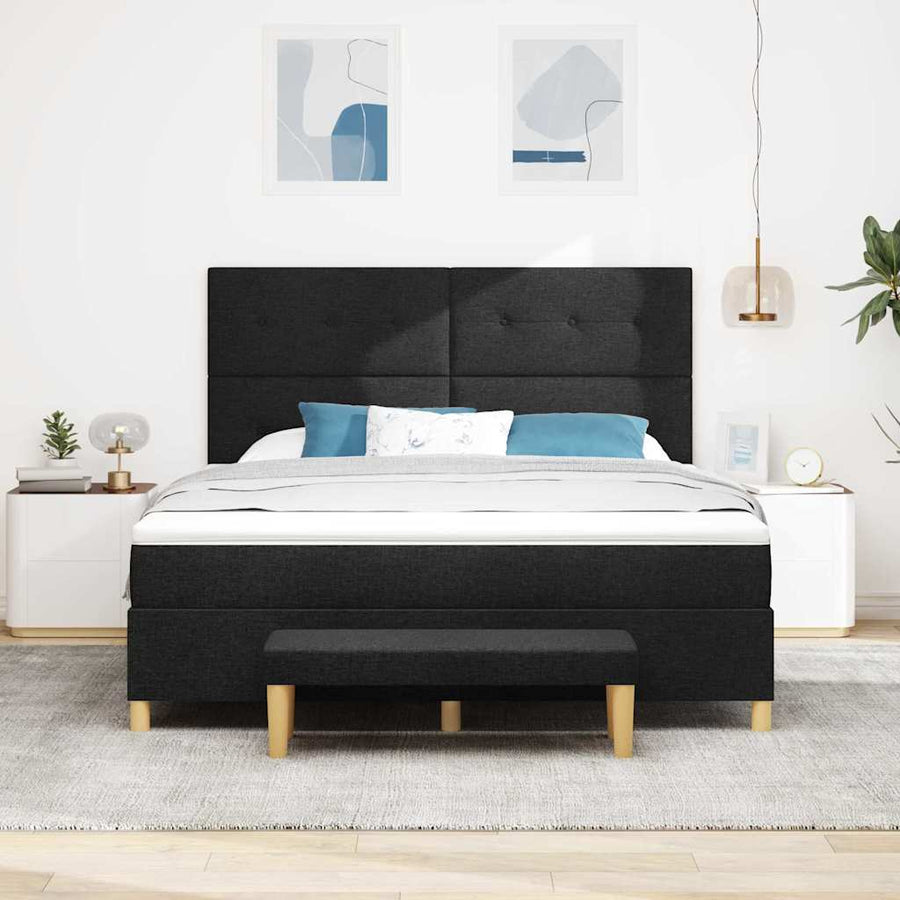 Boxspring bed met matras met hoofdeinde Zwart 180 x 200 cm Stof