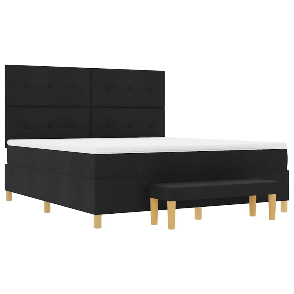 Boxspring bed met matras met hoofdeinde Zwart 180 x 200 cm Stof