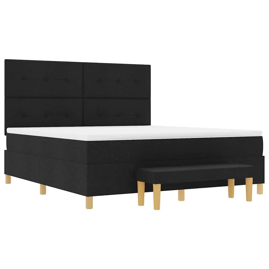 Boxspring bed met matras met hoofdeinde Zwart 180 x 200 cm Stof