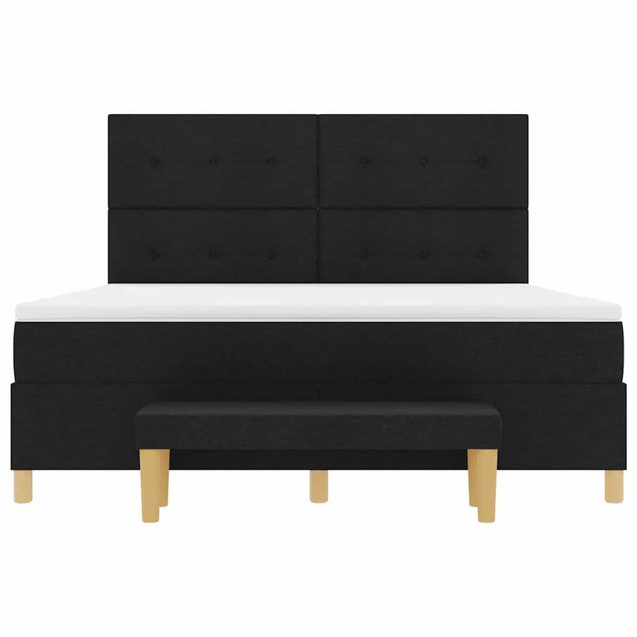 Boxspring bed met matras met hoofdeinde Zwart 180 x 200 cm Stof