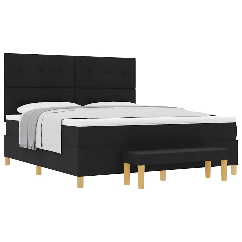 Boxspring bed met matras met hoofdeinde Zwart 180 x 200 cm Stof