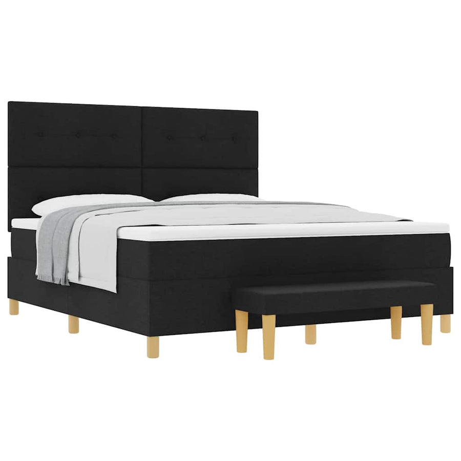 Boxspring bed met matras met hoofdeinde Zwart 180 x 200 cm Stof