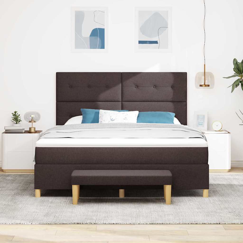 Boxspring bed met matras Donkerbruin 180 x 200 cm Stof