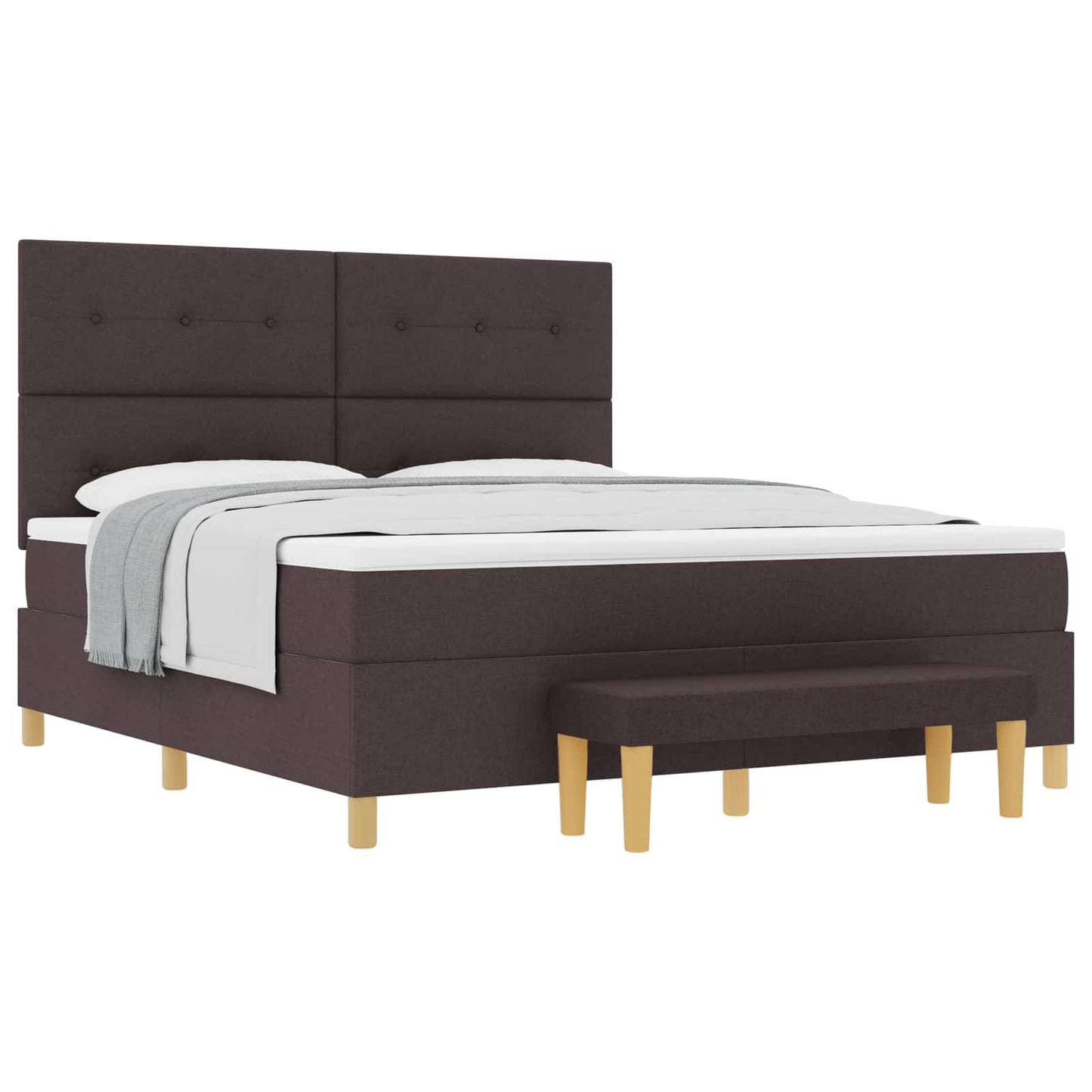 Boxspring bed met matras Donkerbruin 180 x 200 cm Stof