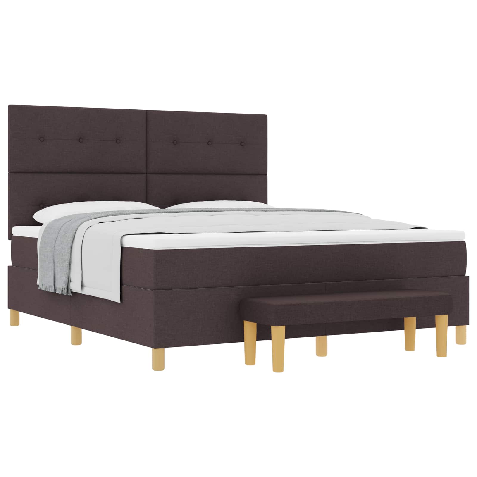 Boxspring bed met matras Donkerbruin 180 x 200 cm Stof