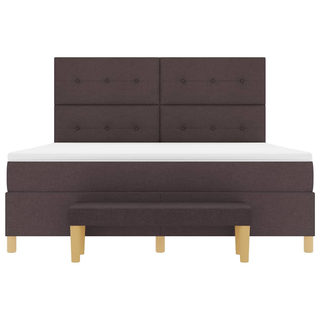 Boxspring bed met matras Donkerbruin 180 x 200 cm Stof