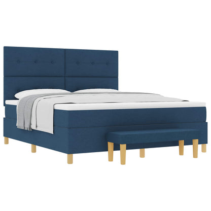 Boxspring bed met kussen met hoofdeinde Blauw 200 x 180 cm Stof
