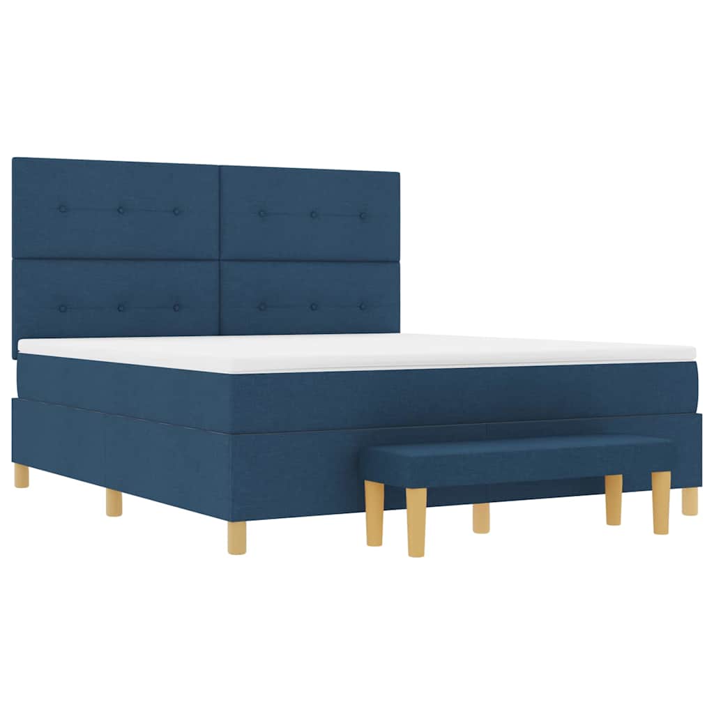 Boxspring bed met kussen met hoofdeinde Blauw 200 x 180 cm Stof