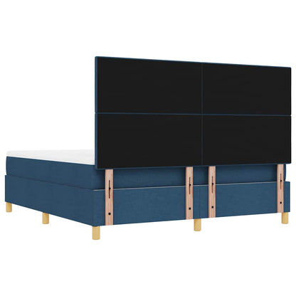 Boxspring bed met kussen met hoofdeinde Blauw 200 x 180 cm Stof