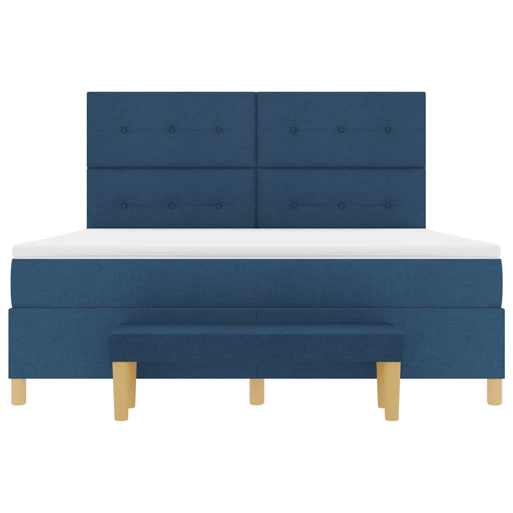 Boxspring bed met kussen met hoofdeinde Blauw 200 x 180 cm Stof