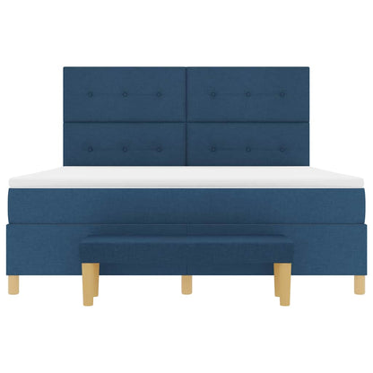 Boxspring bed met kussen met hoofdeinde Blauw 200 x 180 cm Stof