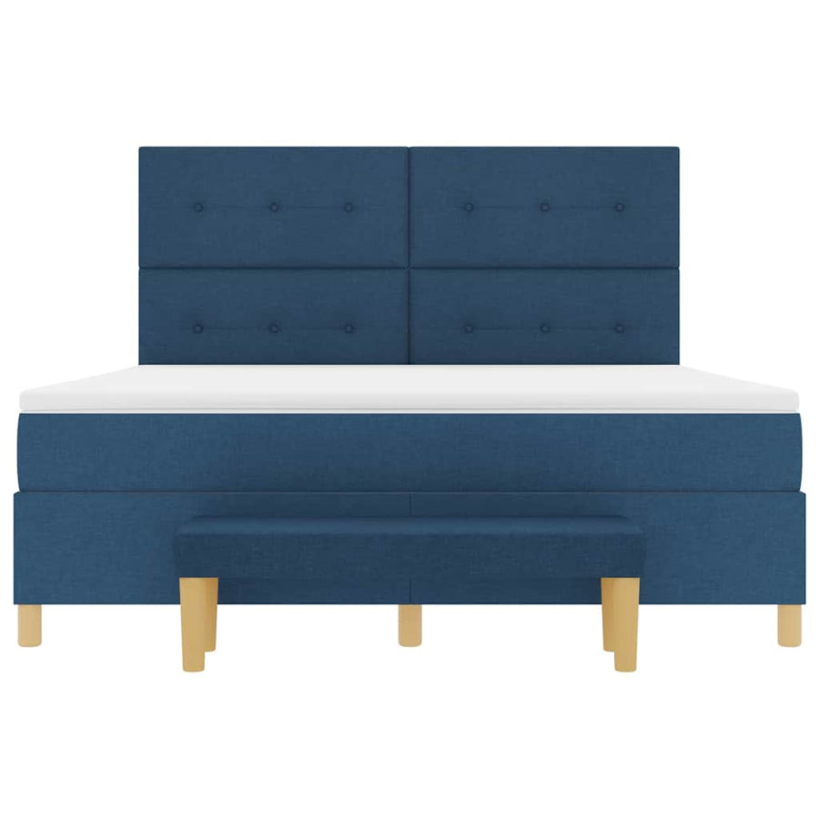 Boxspring bed met kussen met hoofdeinde Blauw 200 x 180 cm Stof