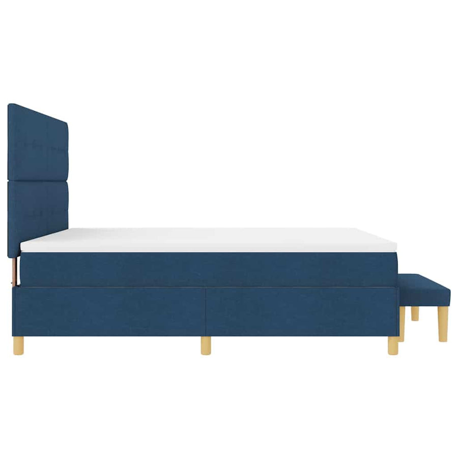 Boxspring bed met kussen met hoofdeinde Blauw 200 x 180 cm Stof