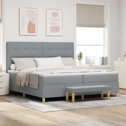 Boxspring bed met hoofdeinde Lichtgrijs 200 x 200 cm Stof