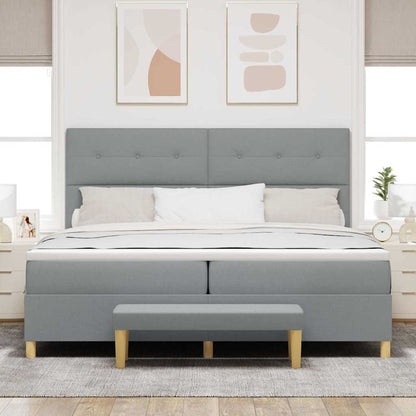 Boxspring bed met hoofdeinde Lichtgrijs 200 x 200 cm Stof